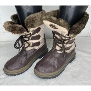 ATHLETECH WOMEN'S Faux Fur FIORELLA BROWN WINTER BOOTS SIZE 7M